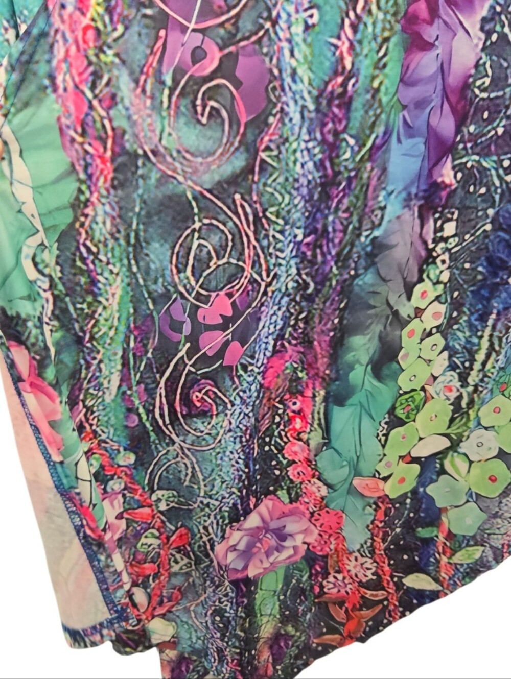๐ธ Colorful Boho Watercolor Floral Open Front Drape Cardigan | Size 3XL - Picture 4 of 6